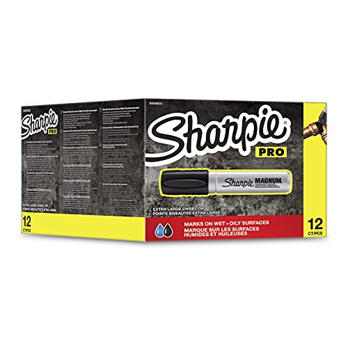 Sharpie Pro Magnum Permanentmarker, Keilspitze, schwarz, 12 Stück von SHARPIE