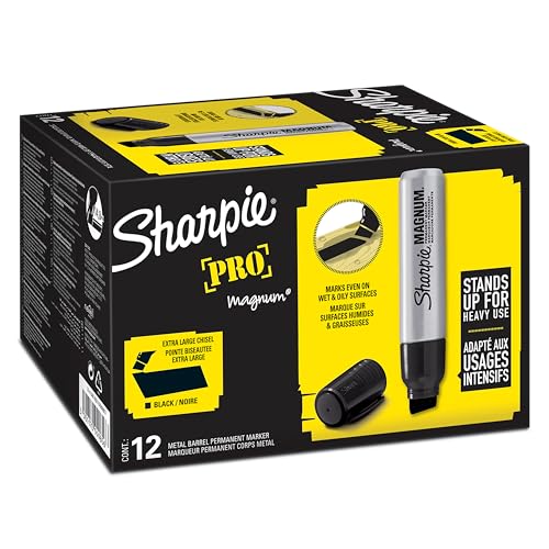 Sharpie Pro Magnum Permanentmarker, Keilspitze, schwarz, 12 Stück von SHARPIE