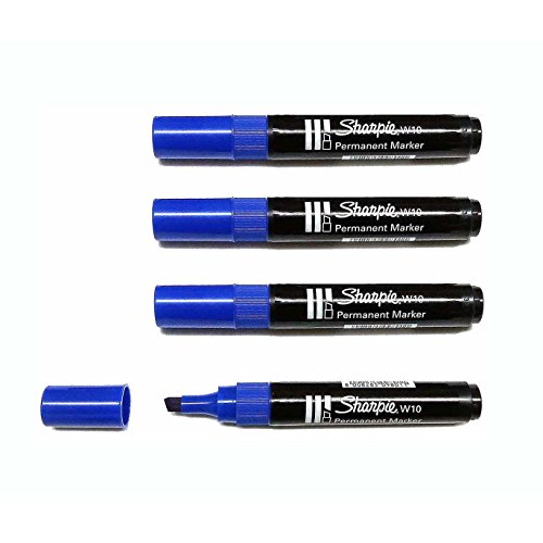 Sharpie – Set von 4 W10 Marker Permanent mit Keilspitze blau von SHARPIE