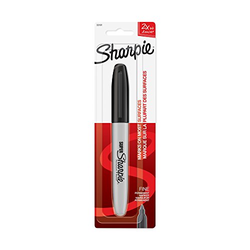 Black Sharpie 30101PP Super-Permanentmarker, feine Spitze, Markierungen auf Papier und Kunststoff, resistent gegen Verblassen und Wasser, AP-zertifiziert, Farbe, 1 Stück von Black