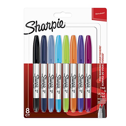 Sharpie Twin Tip Permanent Marker, sehr feine Spitze, Schwarz 8er-Pack farblich sortiert Sharpie Twin Tip Permanent Marker, sehr feine Spitze, Schwarz 8er-Pack farblich sortiert von Sharpie