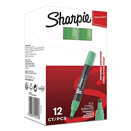 Sharpie W10 Permanentmarker, Keilspitze, 12er Box, grün von SHARPIE