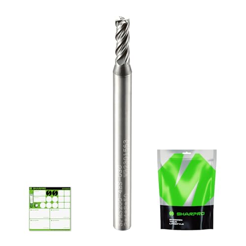 SHARPRO 4mm Schaft-Fräser, 3mm Schneiddurchmesser, 4 Schneiden, AlCrN-beschichtet, Hartmetall, Vierkant-CNC-Fräser – geeignet für Legierungsstahl, Edelstahl und verschiedene Gusseisenarten von SHARPRO