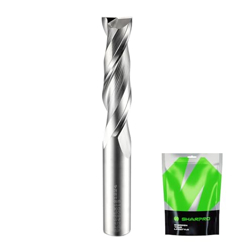 SHARPRO Extra langer Spiralfräser-Bit, 1,27 cm Schaft, 1,27 cm Schnittdurchmesser, 5,1 cm CL. 10,2 cm OVL. Hartmetall-Upcut-CNC-Fräser-Bit, ideal für Holzgravur und Tauchanwendungen von SHARPRO