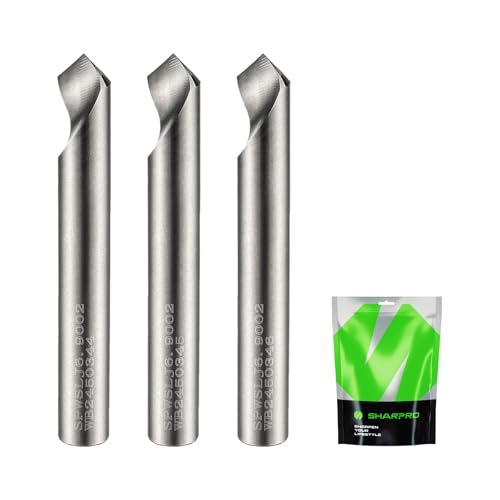 SHARPRO Fasenfräser-Bits, V-Nut, O-Nut, Spiralfräser, 90 Grad, 1/4-Zoll-Schaft, CNC-Hartmetall, V-Bit zum Gravieren und Anfasen, ideal für Holz, Metalle (HB125-400) und PVC (3 Stück) von SHARPRO