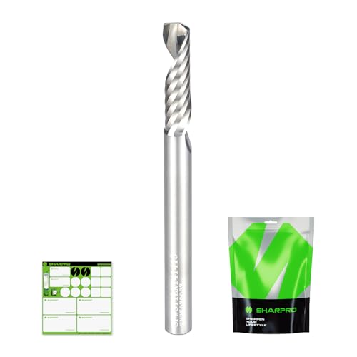 SHARPRO O Flute Upcut Spiralfräser Bit 1/4 Zoll Schaft 1/4 Zoll Schnittdurchmesser 2,5 cm CL. 7,6 cm OVL Hartmetall Single Flute CNC Router Bit, ideal für Aluminium, Kunststoff, Acryl, Holz, MDF und SHARPRO O Flute Upcut Spiralfräser Bit 1/4 Zoll Schaft 1/4 Zoll Schnittdurchmesser 2,5 cm CL. 7,6 cm OVL Hartmetall Single Flute CNC Router Bit, ideal für Aluminium, Kunststoff, Acryl, Holz, MDF und von SHARPRO