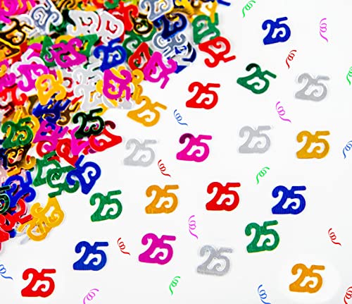 56 g mehrfarbige Konfetti-Folie zum 25. Geburtstag, Metallic-Glitzer, Tischstreuer, Streudeko für Geburtstag, Party 56 g mehrfarbige Konfetti-Folie zum 25. Geburtstag, Metallic-Glitzer, Tischstreuer, Streudeko für Geburtstag, Party von SHATCHI