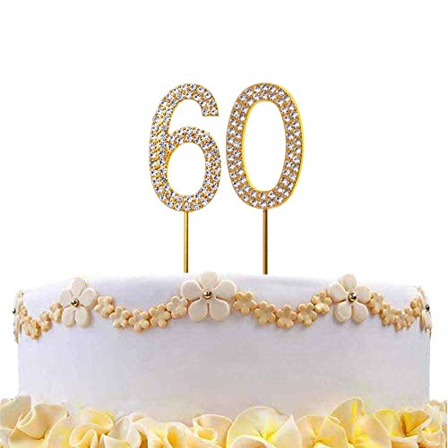 60 goldfarbene Diamant-Kuchendekoration für Männer und Frauen, Geburtstag, Jahrestag, Party-Dekoration 60 goldfarbene Diamant-Kuchendekoration für Männer und Frauen, Geburtstag, Jahrestag, Party-Dekoration von SHATCHI