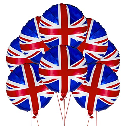 SHATCHI 10 x große Union Jack-Folienballon, 45,7 cm, Heliumfüllung, Großbritannien, King Charles III, Krönung, Grill, Straße, Party, Sport, königliche Veranstaltungen, Dekoration, Rot, Weiß, Blau von SHATCHI