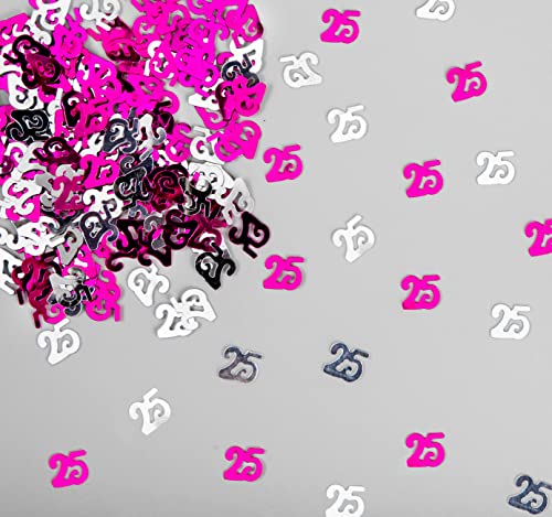 Konfetti zum 25. Geburtstag, 14 g, rosa und silberfarben, metallisch, glitzernd, Tischstreuer, Partydekoration Konfetti zum 25. Geburtstag, 14 g, rosa und silberfarben, metallisch, glitzernd, Tischstreuer, Partydekoration von SHATCHI