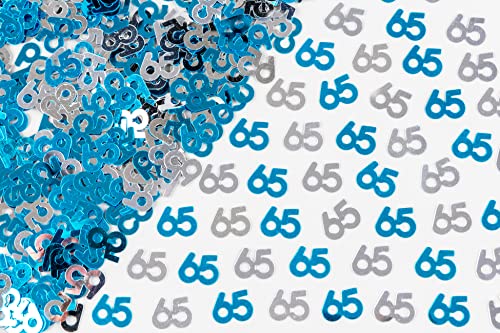 Konfetti-Folie zum 65. Geburtstag, Metallic-Glitzer, 14 g, Blau und Silber, für Partys von SHATCHI