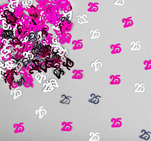 Konfetti-Folie, 28 g, Rosa und Silber, zum 25. Geburtstag, Metallic-Glitzer, Tischstreu, Streusel, Alter Geburtstag, Party-Dekoration von SHATCHI