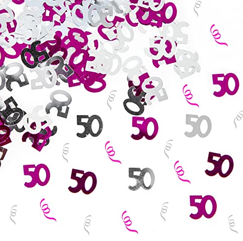 Konfetti zum 50. Geburtstag, 28 g, Pink / silberfarben von SHATCHI