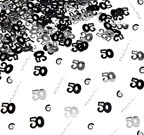 SHATCHI 28 g Schwarz und Silber 50. Geburtstag Konfetti Folie Metallic Glitzer Tischstreuung Streusel Alter Geburtstag Party Dekorationen 12 mm SHATCHI 28 g Schwarz und Silber 50. Geburtstag Konfetti Folie Metallic Glitzer Tischstreuung Streusel Alter Geburtstag Party Dekorationen 12 mm von SHATCHI