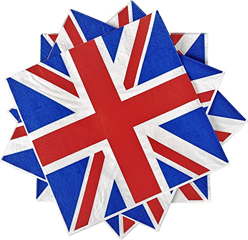 Party-Servietten, Motiv: Union Jack, Geschirr, Königskrönung, Partyzubehör, Sportveranstaltungen, Kneipen, Grillen, königliche Tischdekorationen, 60 Stück von SHATCHI