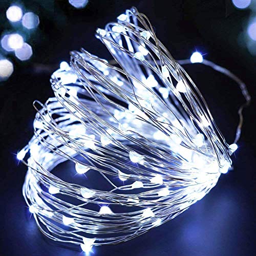 SHATCHI 100 LED/10m Lichterkette, Silberdraht, batteriebetrieben, kaltweiße LEDs, funkelnde wasserdichte Lichter für Schlafzimmer, Weihnachten, Party, Hochzeit, Außen, Innendekoration SHATCHI 100 LED/10m Lichterkette, Silberdraht, batteriebetrieben, kaltweiße LEDs, funkelnde wasserdichte Lichter für Schlafzimmer, Weihnachten, Party, Hochzeit, Außen, Innendekoration von SHATCHI