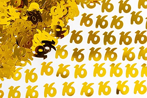 SHATCHI 14 g Gold-Konfetti-Folie zum 16. Geburtstag, metallischer Glitzer, Tischstreuer, Partydekoration, 12 mm von SHATCHI