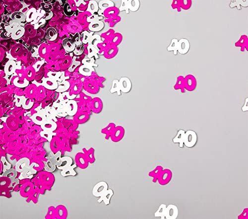 SHATCHI Confetti 2 Packungen x Pink 40. Geburtstag Konfetti Party Dekorationen Tischdekoration Karten Streuseln Frauen Geschenke 14g Silber, Rosa und silberfarben von SHATCHI