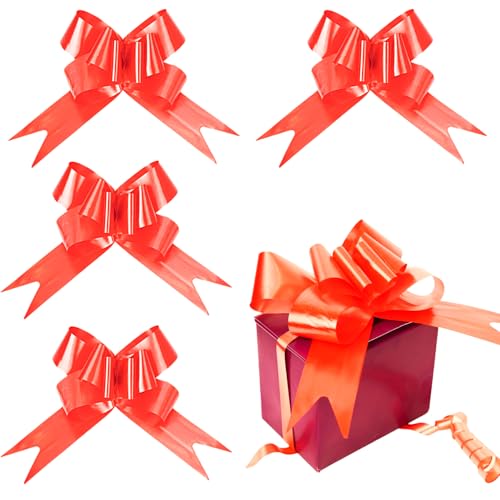 SHATCHI Große 50 mm/5 cm Schleifen für Partywand, Geschenkpapier, Weihnachtsbäume, Hochzeit, Geburtstag, Dekoration, Floristen, Rot, 10 Stück von SHATCHI