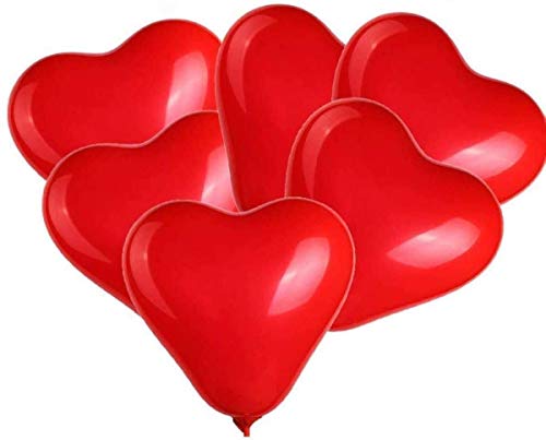 SHATCHI Helium-Luftballons in Herzform aus Latex für Valentinstag, Jahrestag, Hochzeit, Verlobung, Geburtstagsparty-Dekorationen, 5 Stück-100 Stück, Weiß/Rot, 25 Teile von SHATCHI