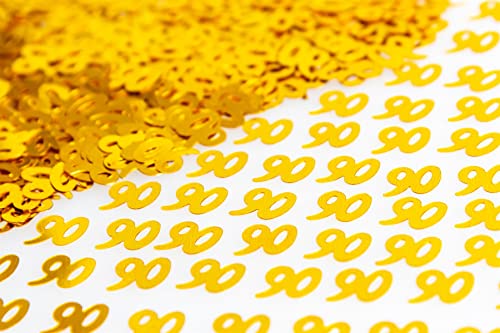 SHATCHI Konfetti-Folie, 28 g, goldfarben, zum 90. Geburtstag, Metallic-Glitzer, Tischstreu, Streusel, Alter Geburtstag, Party-Dekorationen, 12 mm von SHATCHI