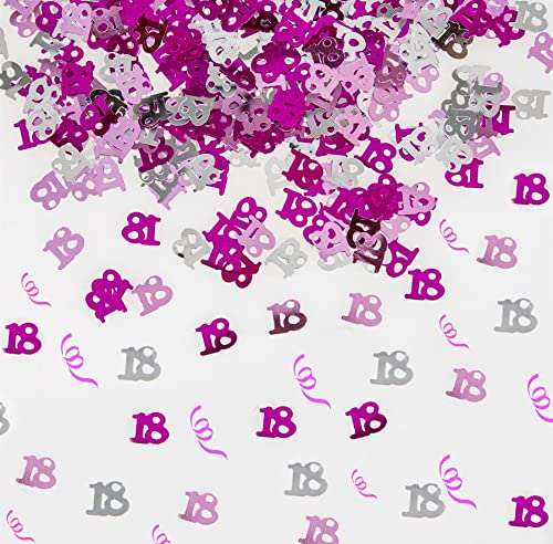 SHATCHI Konfetti-Folie zum 18. Geburtstag, 28 g, Rosa und Silber, Metallic-Glitzer-Tischstreuung, 12 mm von SHATCHI