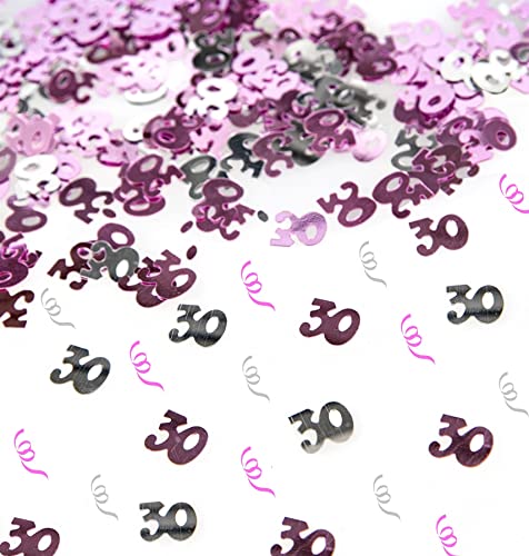 SHATCHI Konfetti-Folie zum 30. Geburtstag, 28 g, Rosa und Silber, Metallic-Glitzer, Tischstreuung, Party-Dekoration, 12 mm von SHATCHI