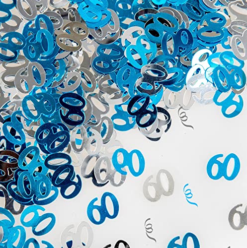 SHATCHI Konfetti-Folie zum 60. Geburtstag, Metallic-Glitzer, 28 g, Blau und Silber, 12 mm von SHATCHI