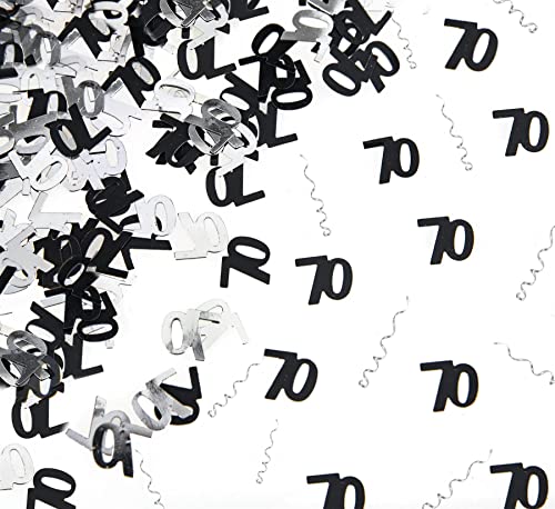 SHATCHI Konfetti-Folie zum 70. Geburtstag, 28 g, Schwarz und Silber, Metallic-Glitzer, Tischstreuung, Party-Dekorationen, 12 mm von SHATCHI