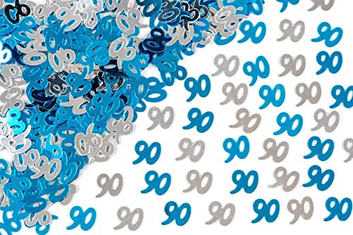 SHATCHI Konfetti-Folie zum 90. Geburtstag, Metallic-Glitzer, 56 g, Blau und Silber, 12 mm SHATCHI Konfetti-Folie zum 90. Geburtstag, Metallic-Glitzer, 56 g, Blau und Silber, 12 mm von SHATCHI