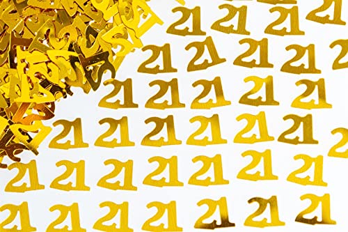 SHATCHI Konfetti zum 21. Geburtstag, goldfarben, Metallic-Glitzer, Tischstreuung, Party-Dekoration, 12 mm von SHATCHI
