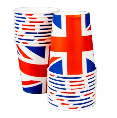 SHATCHI Pappbecher mit britischer Flagge, zum 80. Hochzeitstag, britische Flagge, Einweggeschirr, Partyzubehör, 20 Stück von SHATCHI