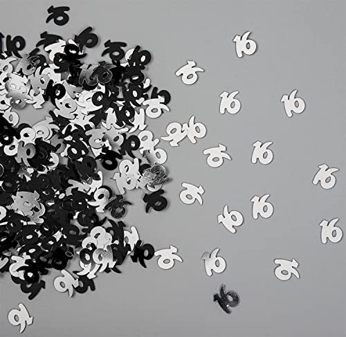 SHATCHI SHATCHI-152 Konfetti-Folie, 14 g, für den 13. - 90. Geburtstag, schwarz/Silber, 12 mm von SHATCHI