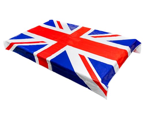 SHATCHI Union Jack Tasse/Tischdecke/Teller Servietten, Geschirr, Queen 's Platinum Jubilee 2022 Partyzubehör Großbritannien GB UK Sportveranstaltung Pub BBQ Royal Thema, Table Cover (137cm x 180cm) von SHATCHI