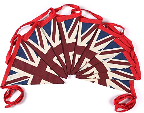 SHATCHI Wimpelkette, 5 m/10 Wimpel, Union-Jack-Flaggen, dreieckig, Retro-Stil, Königskrönung, Sport, königliche Veranstaltung, britische Straße, Party-Dekoration von SHATCHI
