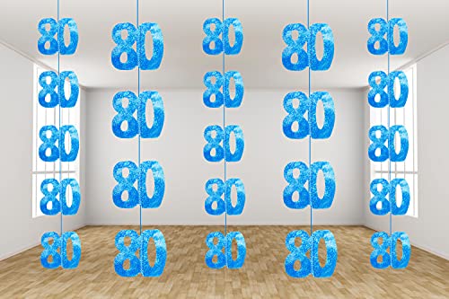 SHATCHI Wimpelkette zum Aufhängen, 13. - 90. Geburtstag, metallisch glänzende Folie, Banner, Partytür, Wanddekoration, 6 Stück, blau von SHATCHI