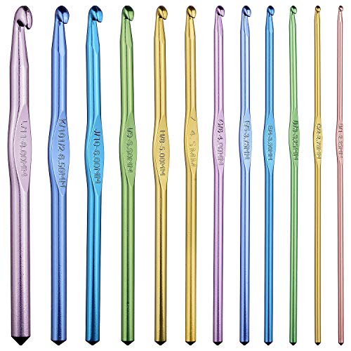 Shatchi Häkelnadeln, 12 Stück, 12 Größen, mehrfarbig, Aluminium, Häkelnadeln, Stricknadeln, Bastelwerkzeug, Hobby-Geschenke, mehrfarbig Shatchi Häkelnadeln, 12 Stück, 12 Größen, mehrfarbig, Aluminium, Häkelnadeln, Stricknadeln, Bastelwerkzeug, Hobby-Geschenke, mehrfarbig von SHATCHI