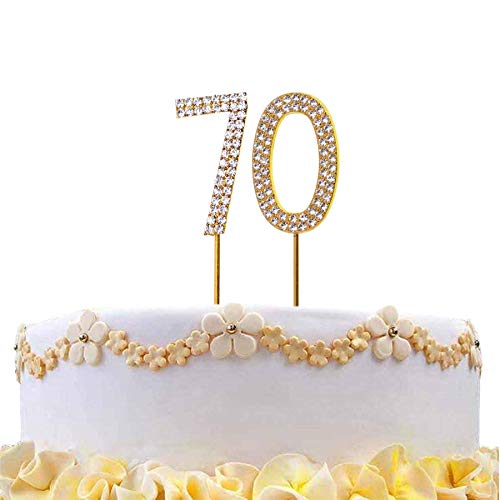 Tortenaufsatz, 70 Stück, goldfarben, glitzernd, für Männer und Frauen, Geburtstag, Jahrestag, Party-Dekoration Tortenaufsatz, 70 Stück, goldfarben, glitzernd, für Männer und Frauen, Geburtstag, Jahrestag, Party-Dekoration von SHATCHI