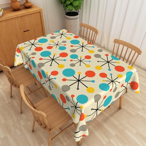 Tischdecke Gelb, Blau, Rot Abwaschbar, Lotuseffekt Eckig,Tischtuch Wasserabweisend Tischwäsche Fleckschutz, Schmutzabweisend,Abwischbare Tafeldecke Für Party Küche140 X 200 cm von SHATSS