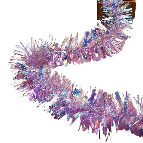 3 Stück 2 m Weihnachtsdekoration, Bar Tops, Band, Girlande, Weihnachtsbaumschmuck, weiß, dunkelgrün, Zuckerrohr, Lametta, Weihnachtsparty-Zubehör(Light Grey,7cm) von SHBHWS
