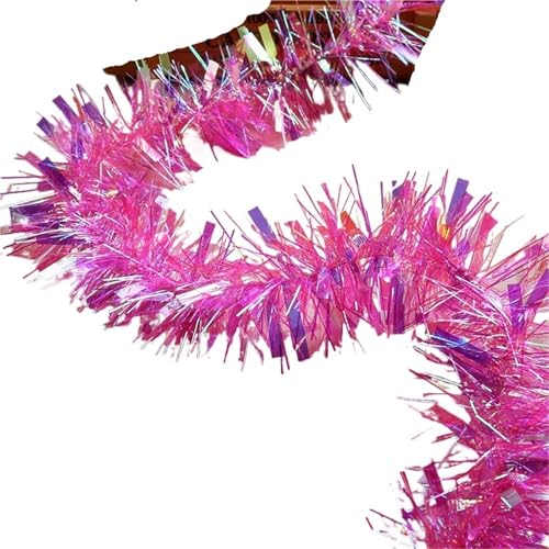 3 Stück 2 m Weihnachtsdekoration, Bar Tops, Band, Girlande, Weihnachtsbaumschmuck, weiß, dunkelgrün, Zuckerrohr, Lametta, Weihnachtsparty-Zubehör(Light Pink,5cm) von SHBHWS