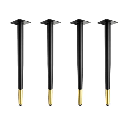 4 Stück Möbelbeine, 45–72 cm, Stuhl, konische Möbelfüße aus Metall, Frisiertischbeine, hohe Tischfüße for Esstisch(BlackGold 45cm) von SHBHWS