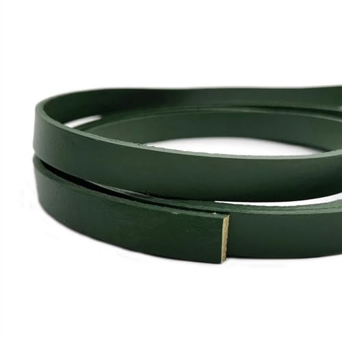 Lederstreifen 10 mm x 2 mm Flacher Streifen aus echtem Rindsleder, 1 cm breit, echtes Band for DIY-Armbandherstellung, Kunsthandwerk. Lederband Flach (Color : Olive Dark Green, Size : 1 Yard) von SHBHWS