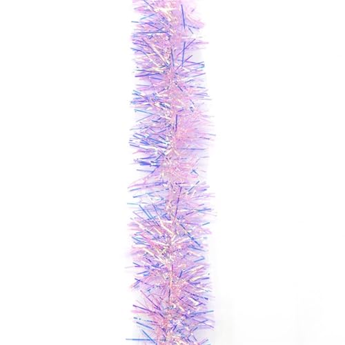 SHBHWS 3 stücke 2M 3cm/5cm Regenbogen Farbe Folie Folie Rattan Lametta Streamer Weihnachten Baum Hängen Girlande Weihnachten Baum Ornamente Dekor(Pink,5cm) von SHBHWS
