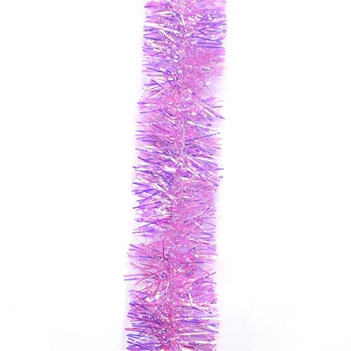 SHBHWS 3 stücke 2M 3cm/5cm Regenbogen Farbe Folie Folie Rattan Lametta Streamer Weihnachten Baum Hängen Girlande Weihnachten Baum Ornamente Dekor(Rose red,3cm) von SHBHWS
