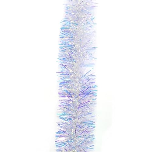 SHBHWS 3 stücke 2M 3cm/5cm Regenbogen Farbe Folie Folie Rattan Lametta Streamer Weihnachten Baum Hängen Girlande Weihnachten Baum Ornamente Dekor(White,3cm) von SHBHWS
