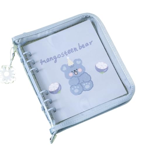 SHBHWS A6 quadratischer farbiger Reißverschlussordner, Fotokarten-Sammelbuch, Postkarten-Organizer, Tagebuch-Notizbuch(Blue) von SHBHWS