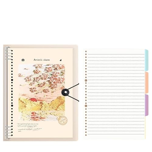 SHBHWS Art Little Fresh Loose Leaf Removable Notebook Stationery Notebook Office Supplies(F Horizontal line,A4) von SHBHWS