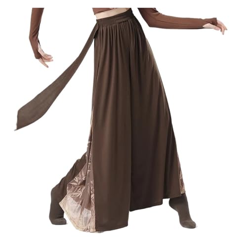 SHBHWS Klassisches Tanzkostüm aus Netzstoff mit weitem Bein und fließender schwarzer Batikhose(Brown,L) von SHBHWS