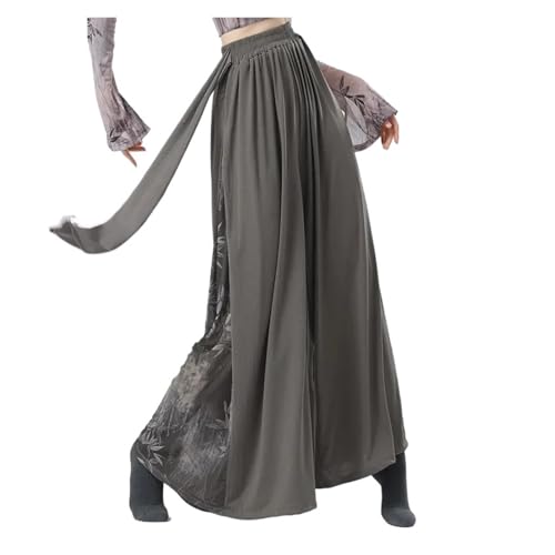 SHBHWS Klassisches Tanzkostüm aus Netzstoff mit weitem Bein und fließender schwarzer Batikhose(Grey,M) von SHBHWS